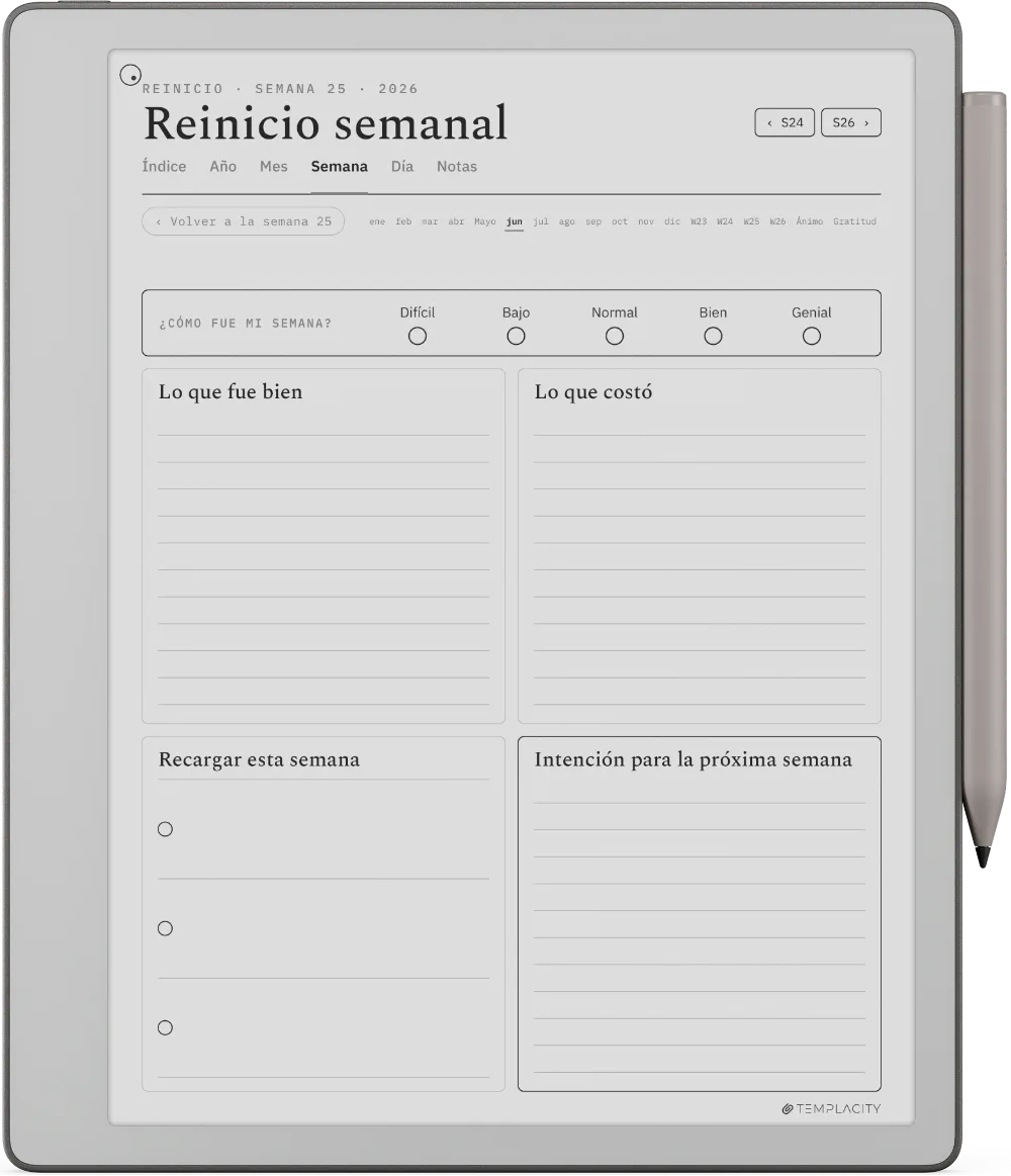 The Planner · Bienestar reMarkable Paper Pure página 3