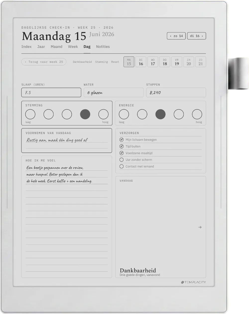 The Planner op de Supernote Manta