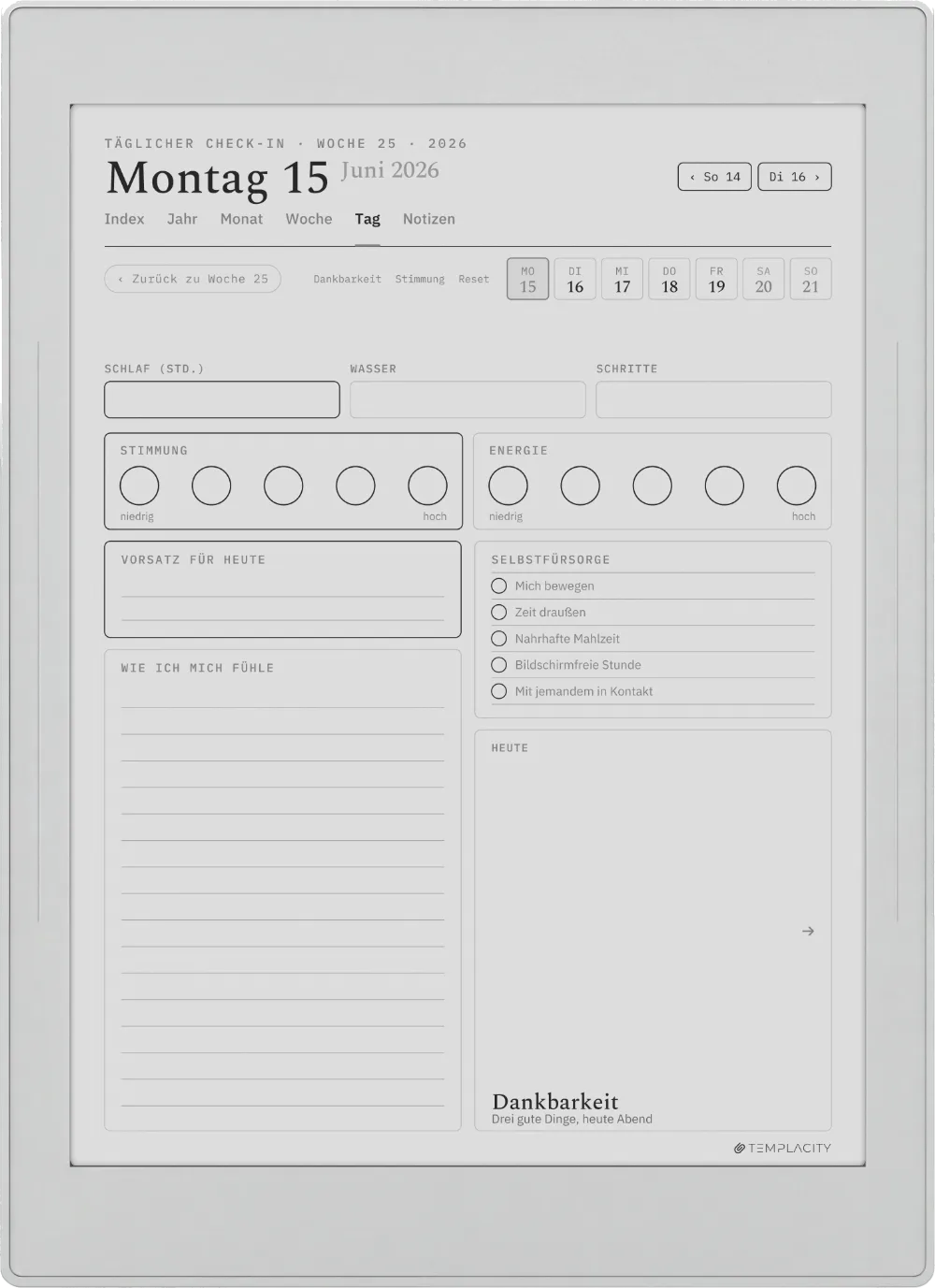 The Planner · Wellness Supernote Nomad Seite 1
