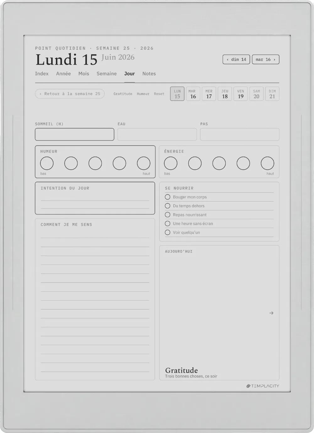Le Planner Le point quotidien