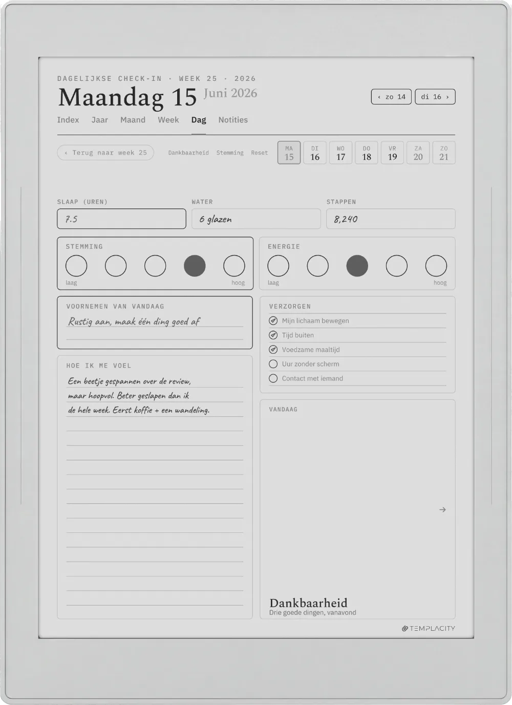 The Planner op de Supernote Nomad