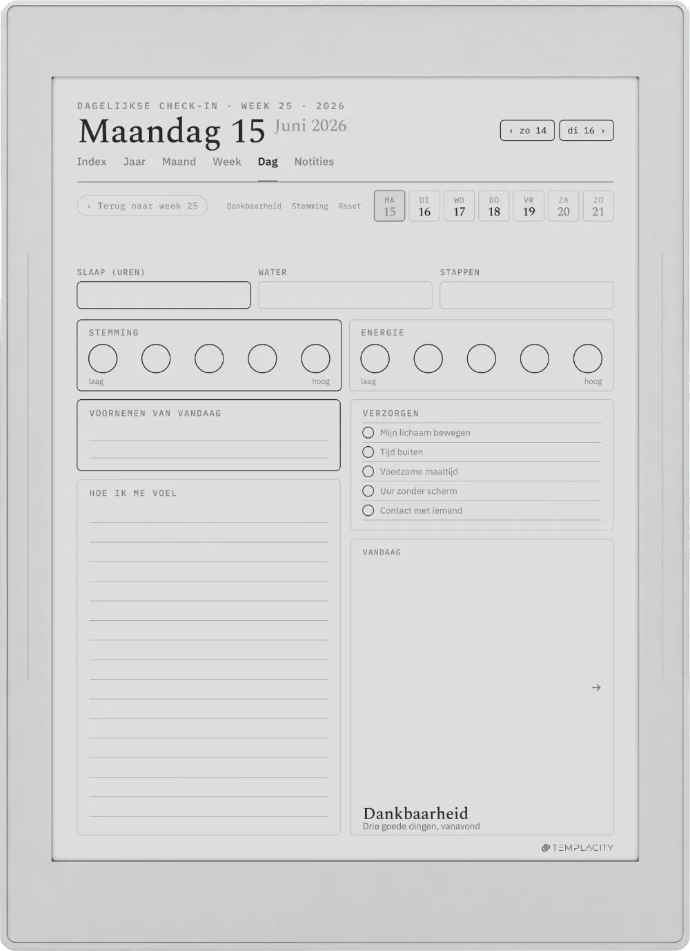The Planner De dagelijkse check-in