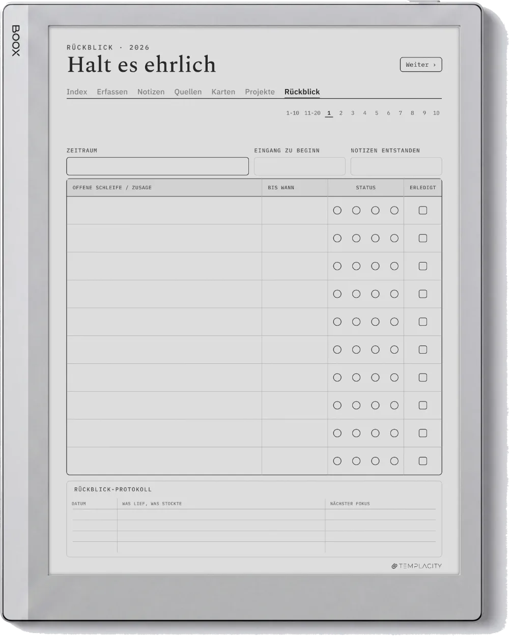 The Planner · Zettelkasten Boox Go 10.3 Seite 5