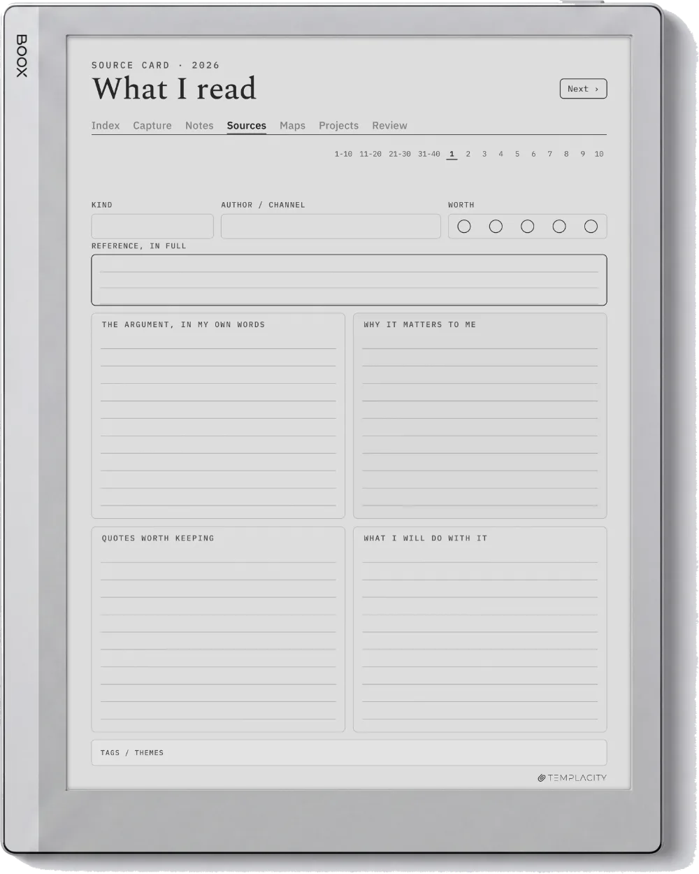 The Planner · Zettelkasten Boox Go 10.3 page 2