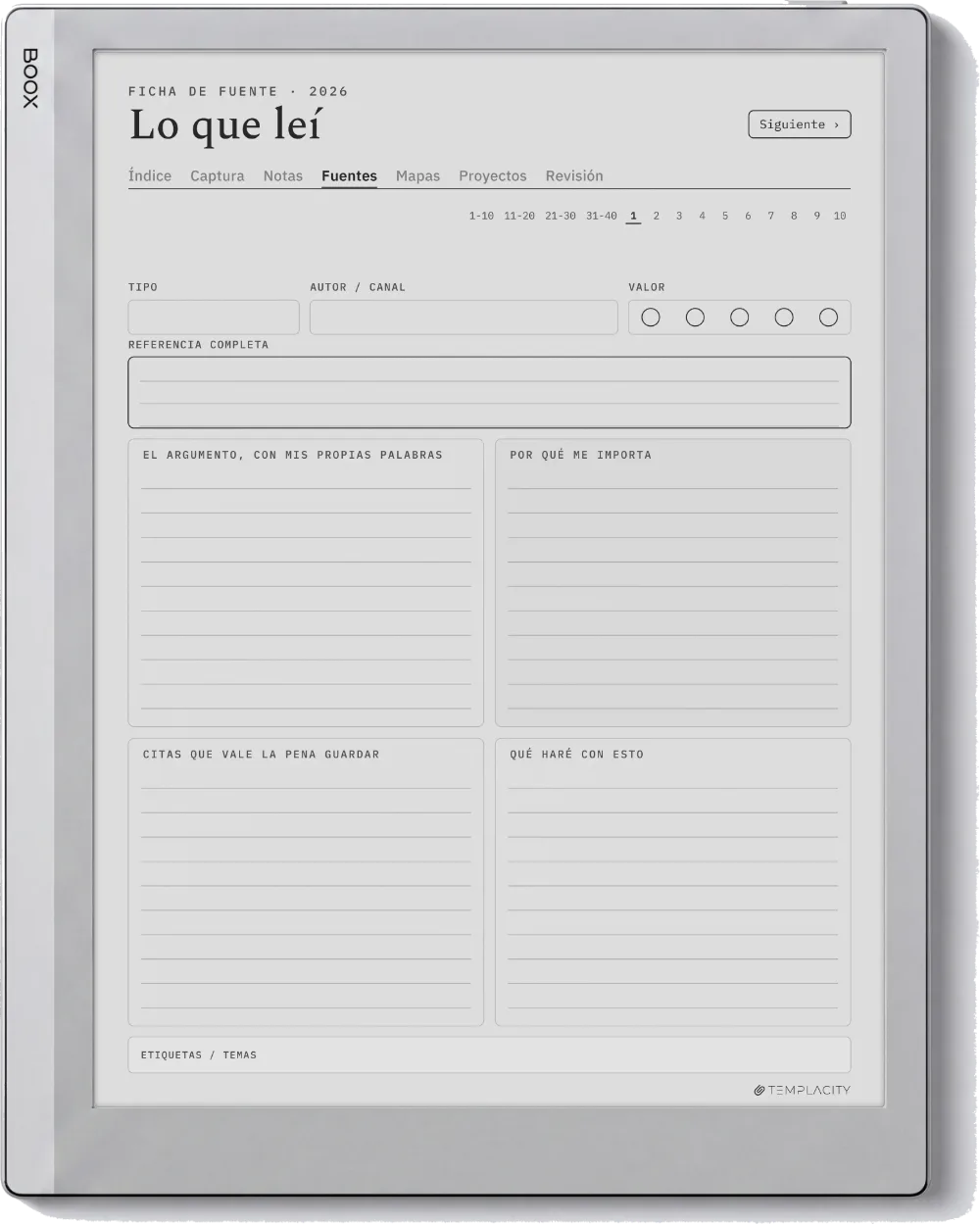 The Planner · Zettelkasten Boox Go 10.3 página 2