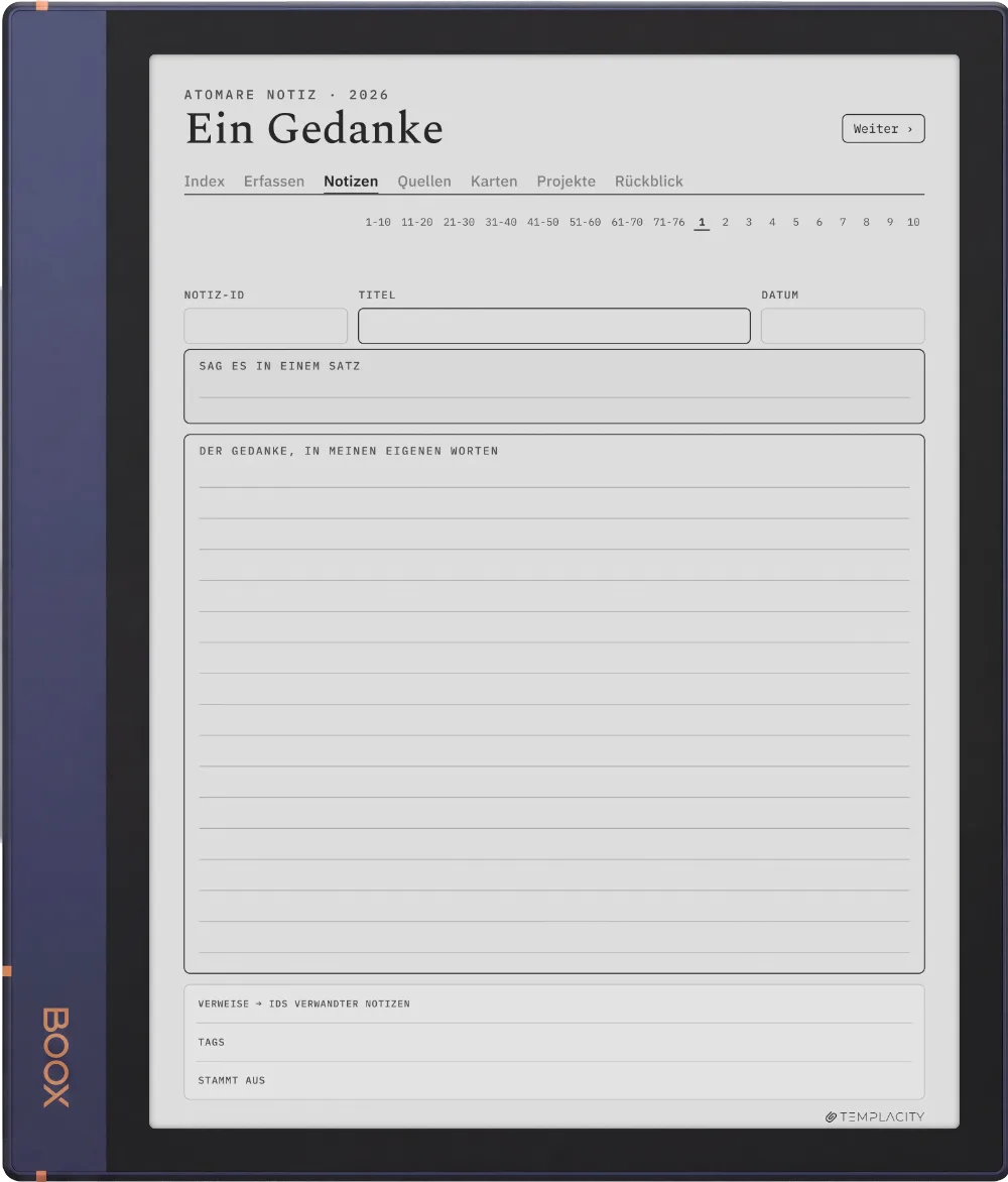 The Planner · Zettelkasten Boox Note Air2 Seite 1