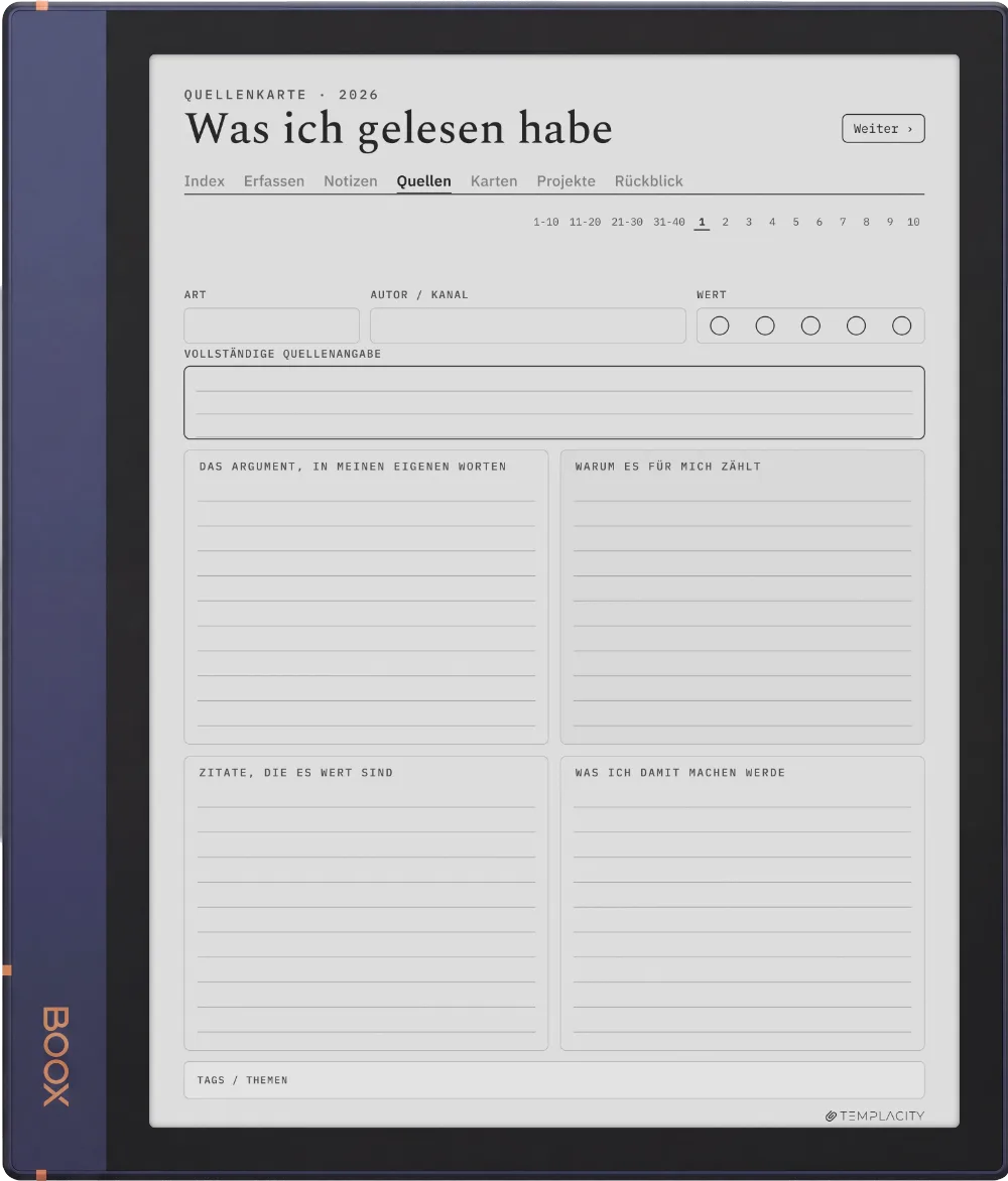 The Planner · Zettelkasten Boox Note Air2 Seite 2