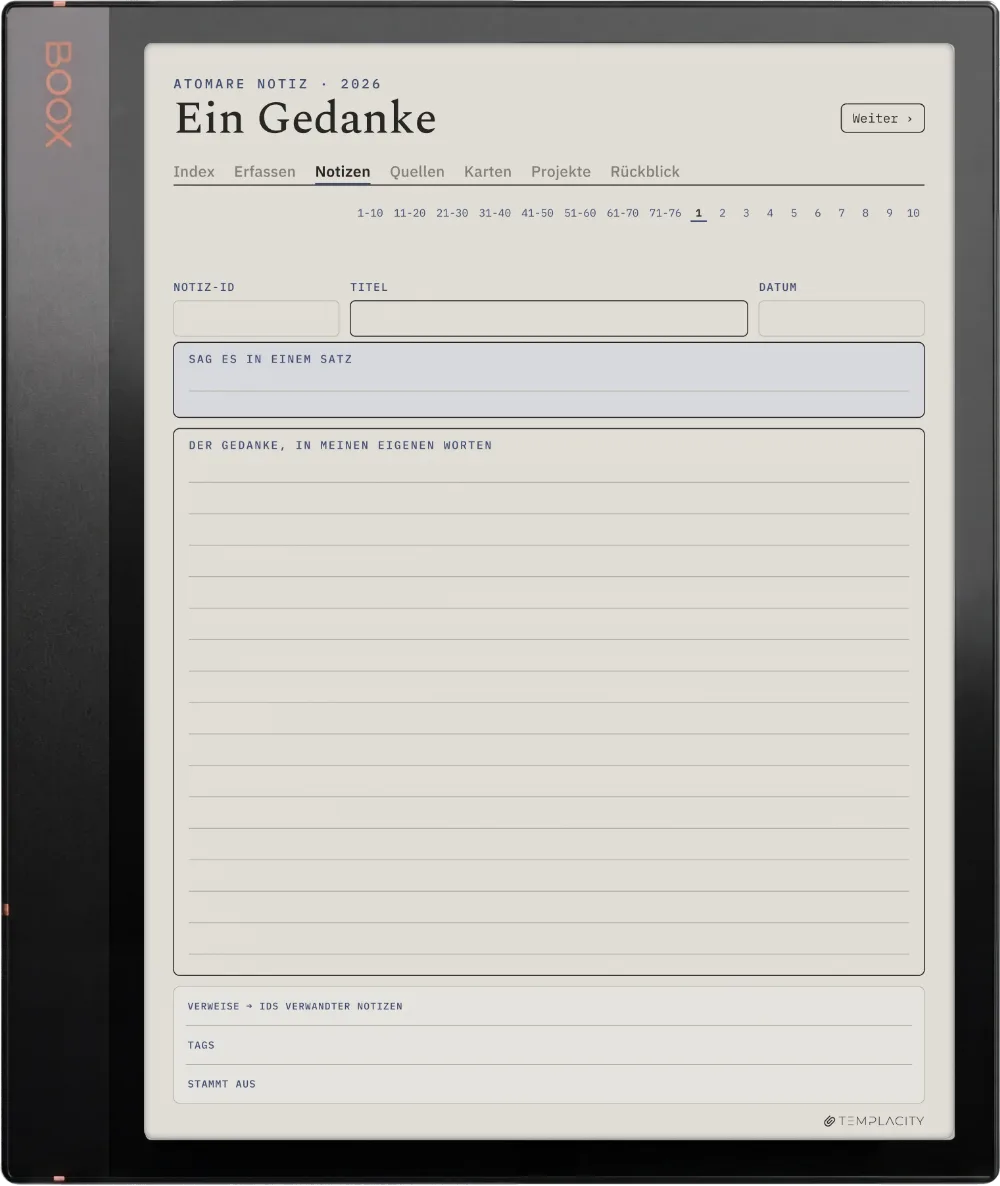 The Planner · Zettelkasten Boox Note Air3 C Seite 1