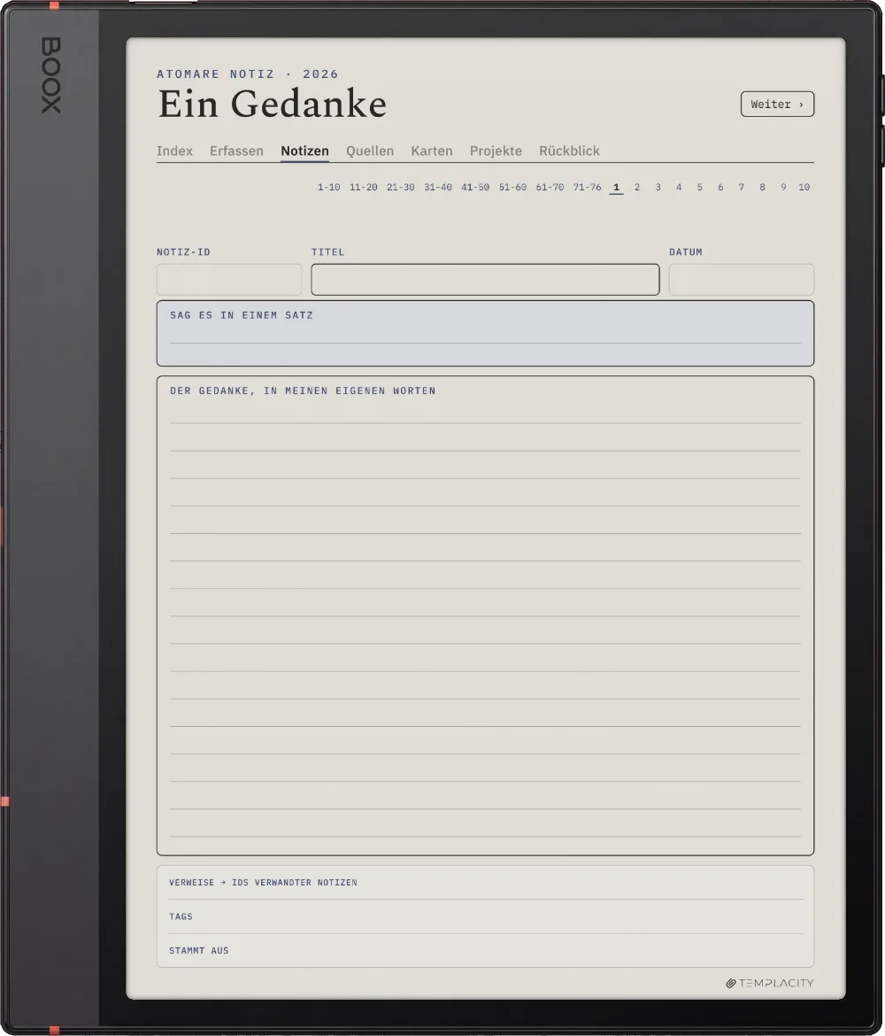 The Planner · Zettelkasten Boox Note Air5 C Seite 1