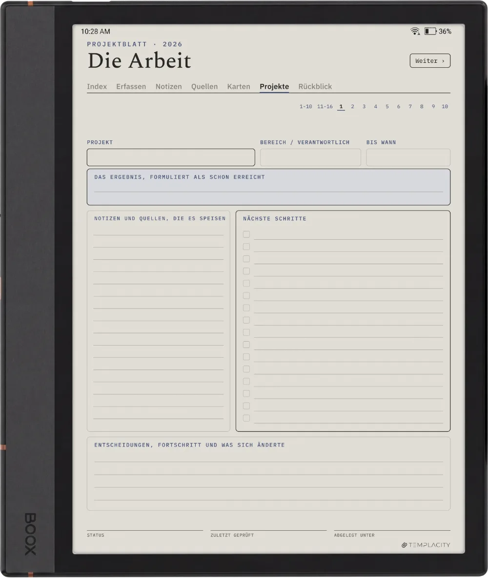 The Planner · Zettelkasten Boox Note Max Seite 4