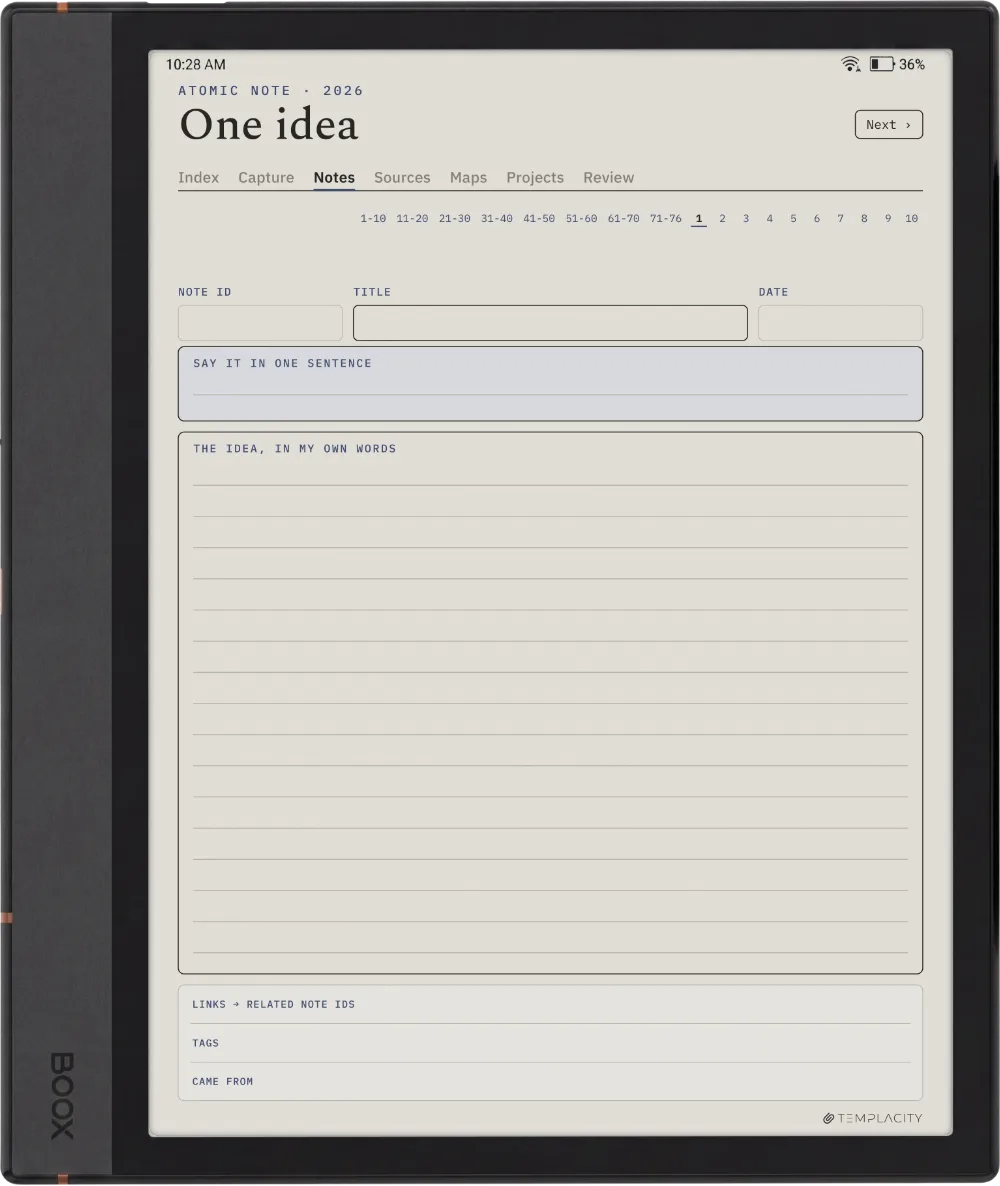 The Planner · Zettelkasten Boox Note Max page 1