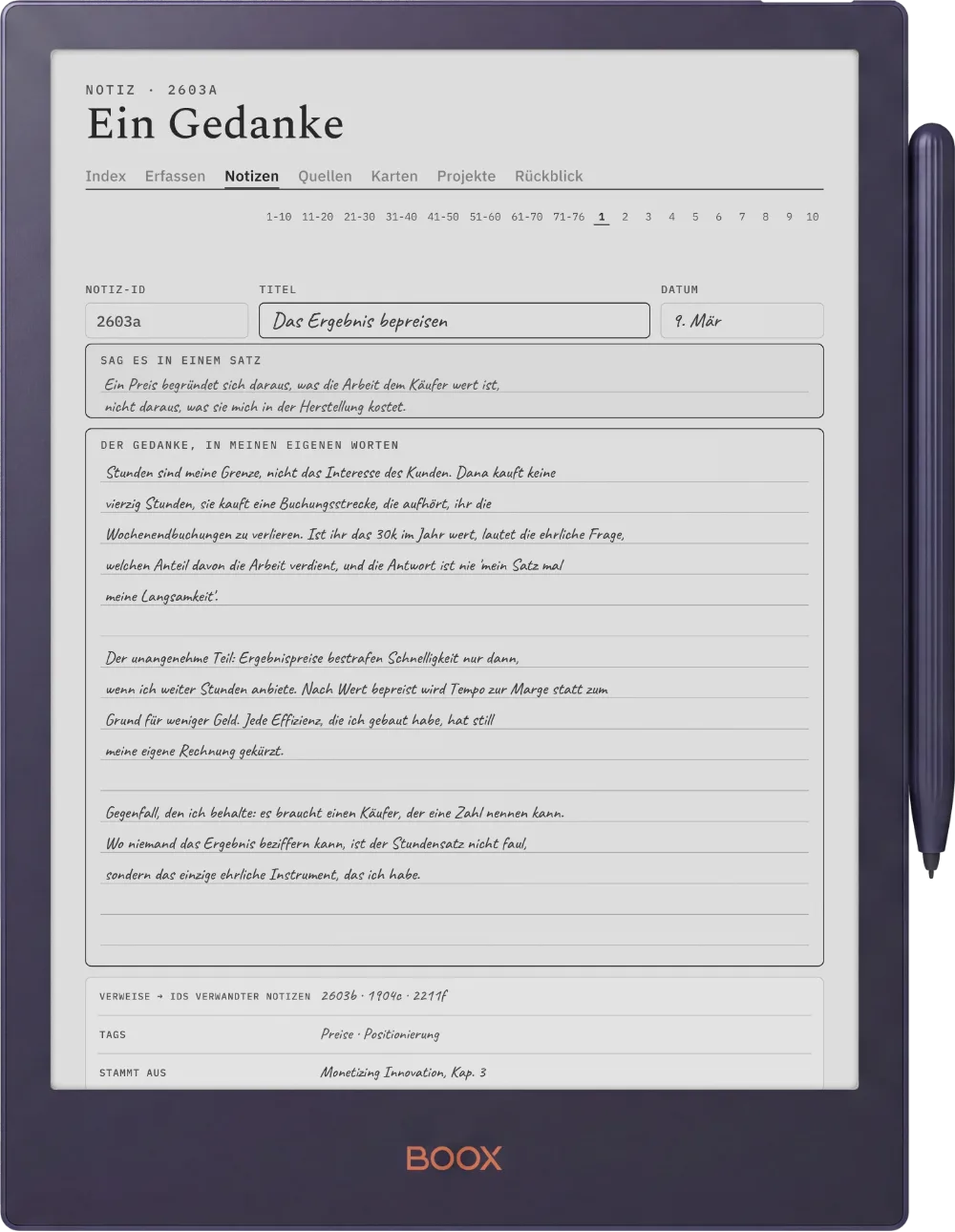 The Planner auf dem Boox Note5