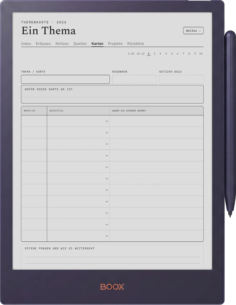 The Planner · Zettelkasten Boox Note5 Seite 3