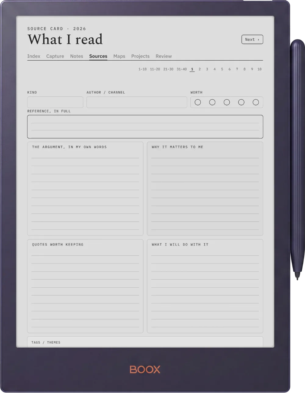 The Planner · Zettelkasten Boox Note5 page 2