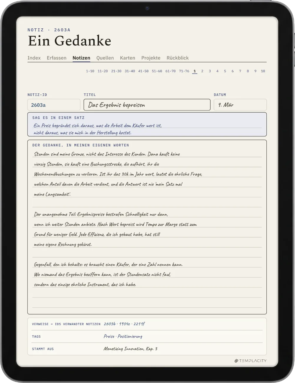 The Planner auf dem iPad