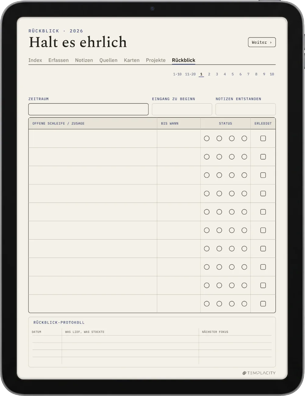 The Planner · Zettelkasten iPad Seite 5