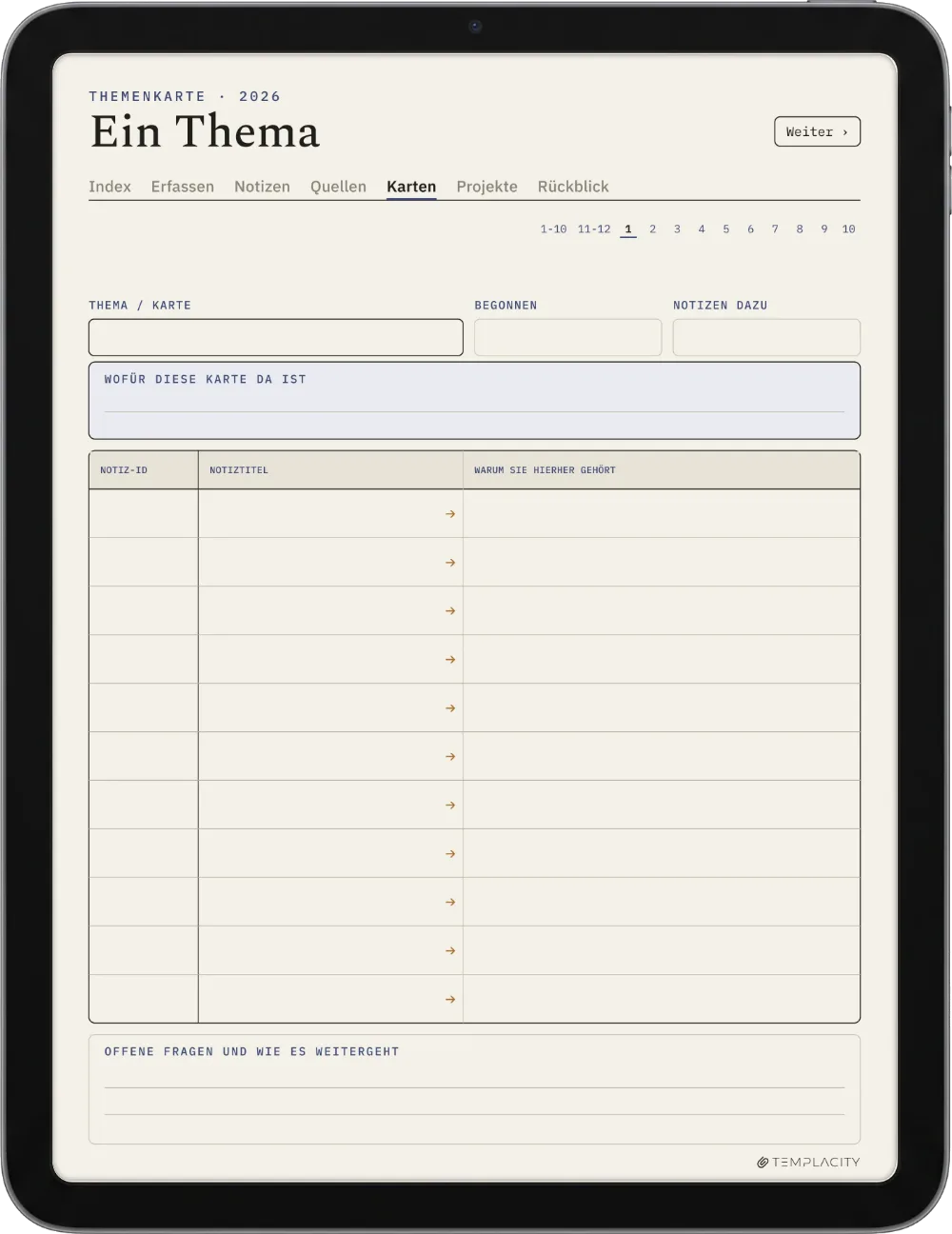 The Planner · Zettelkasten iPad Seite 3