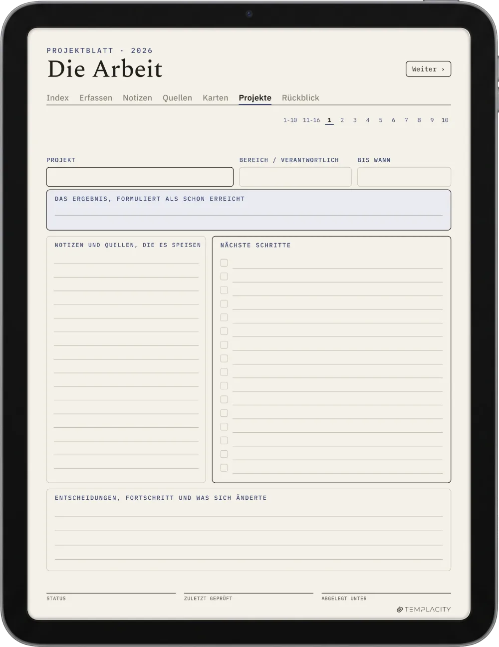 The Planner · Zettelkasten iPad Seite 4
