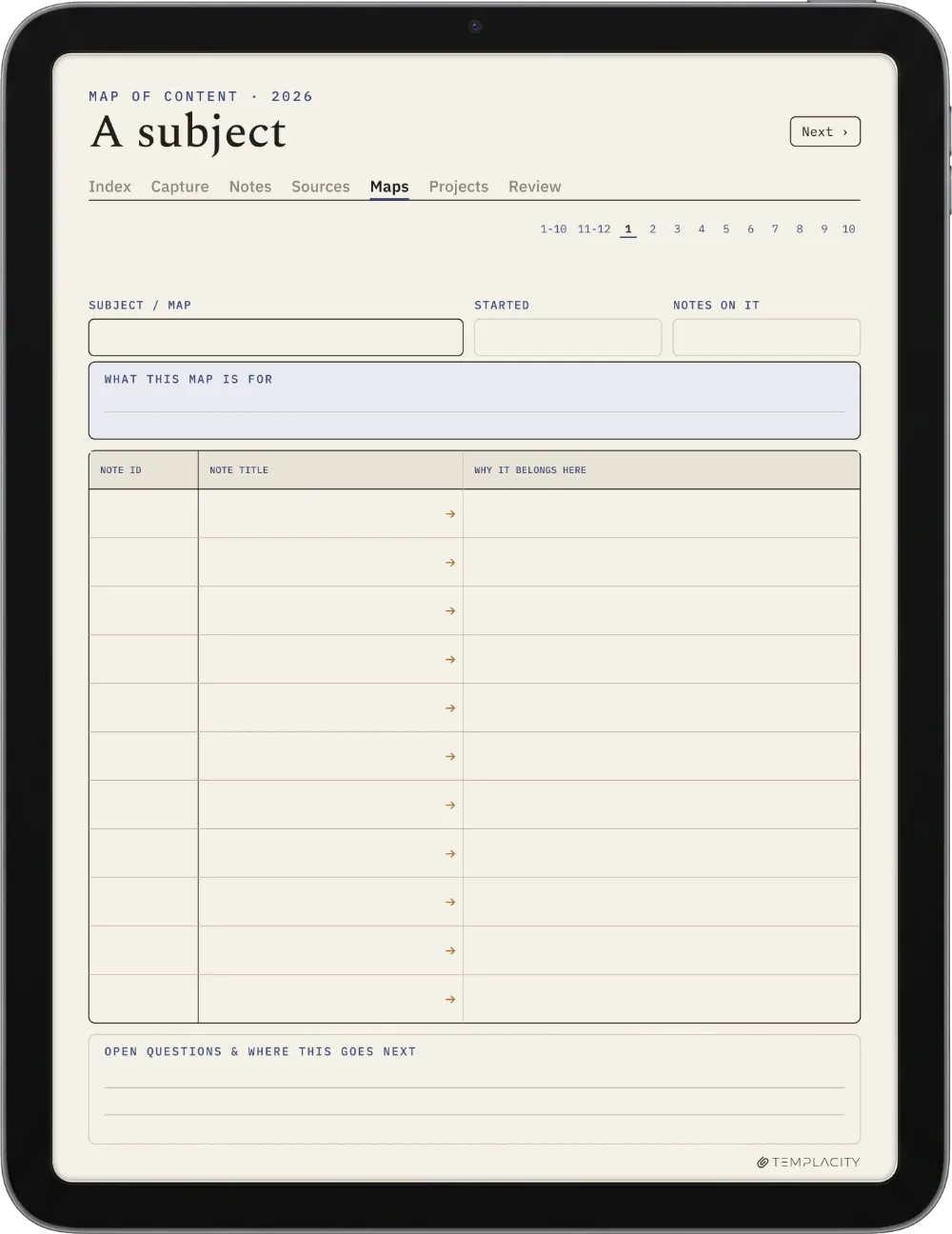 The Planner · Zettelkasten iPad page 3