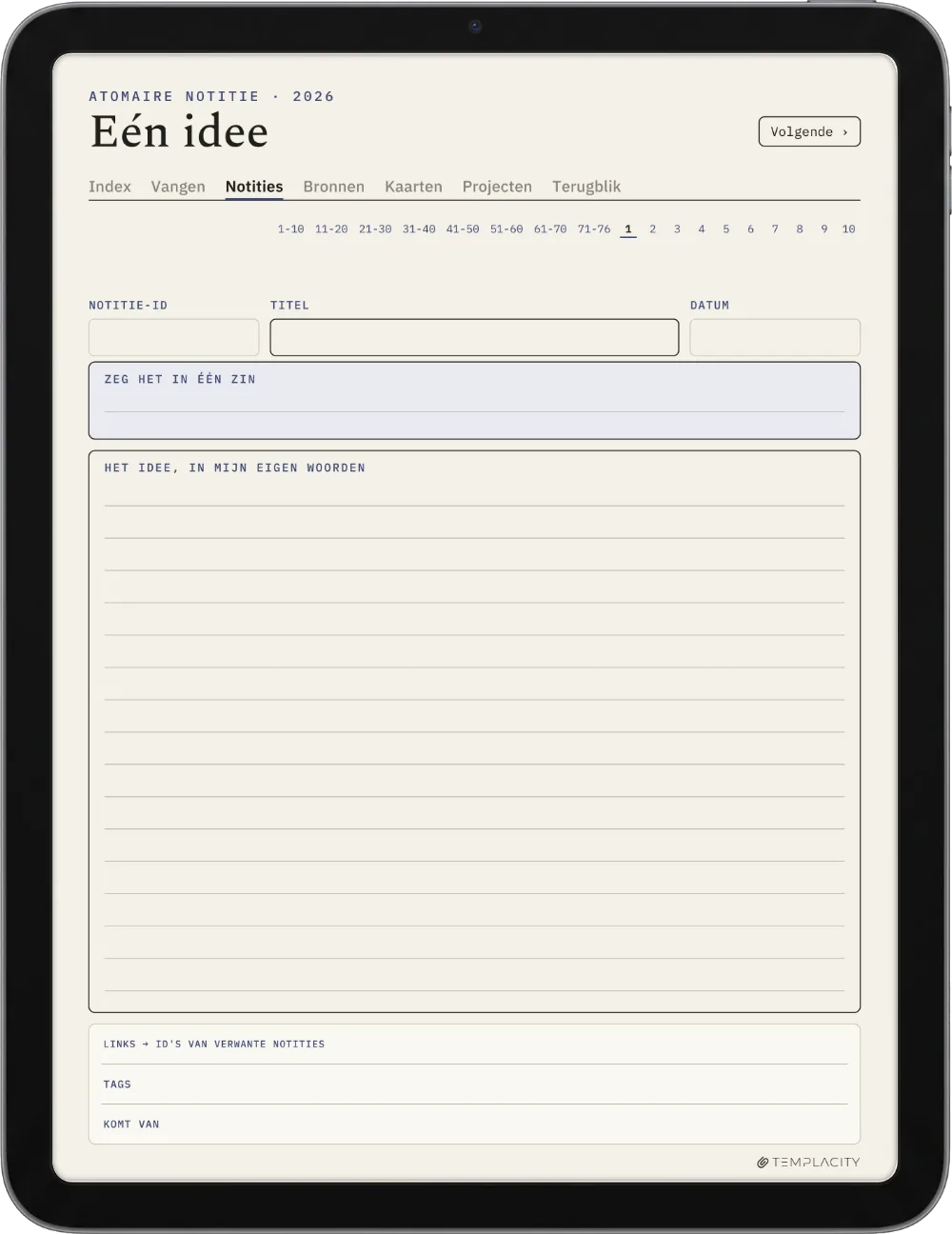 The Planner De atomaire notitie