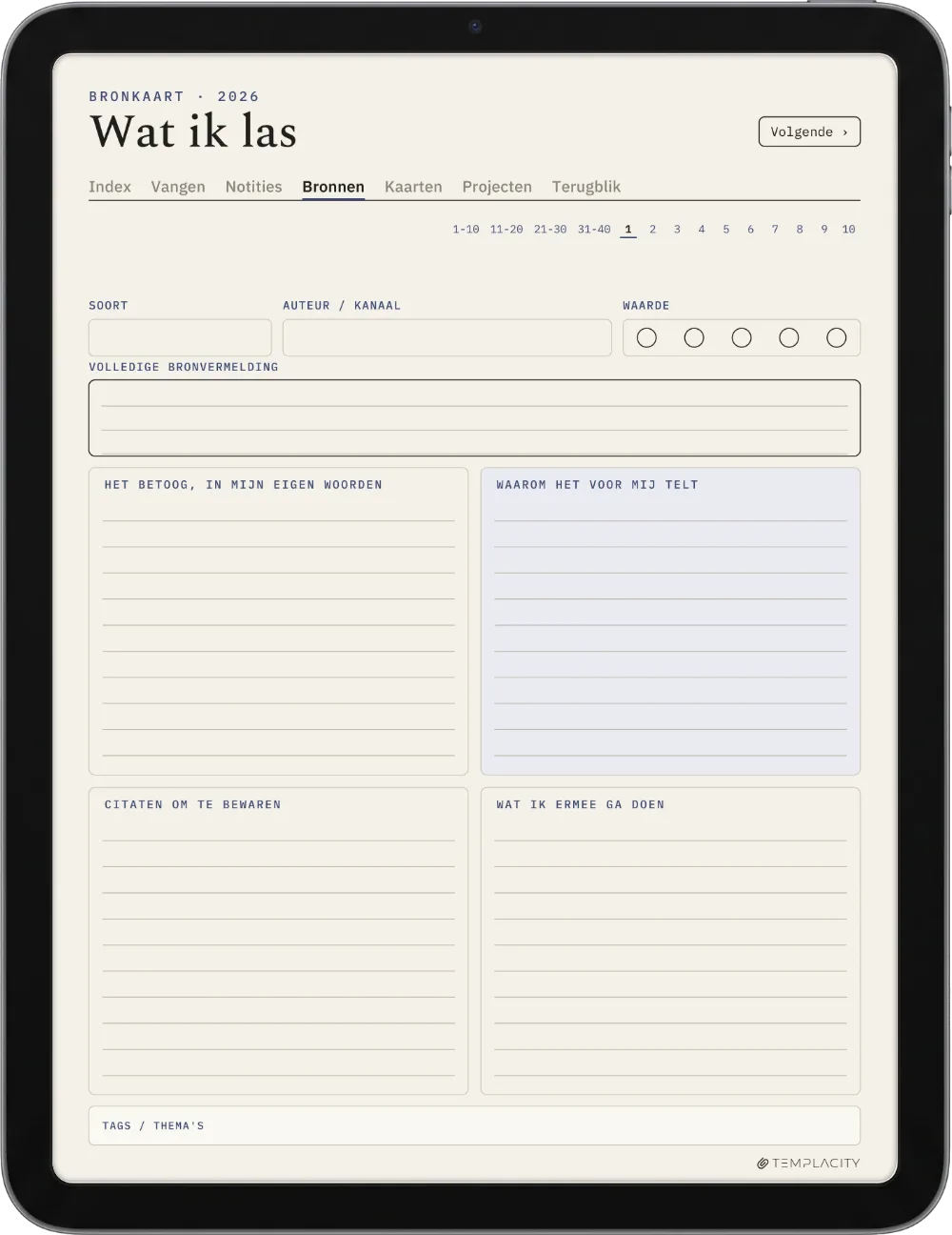 The Planner · Zettelkasten iPad pagina 2