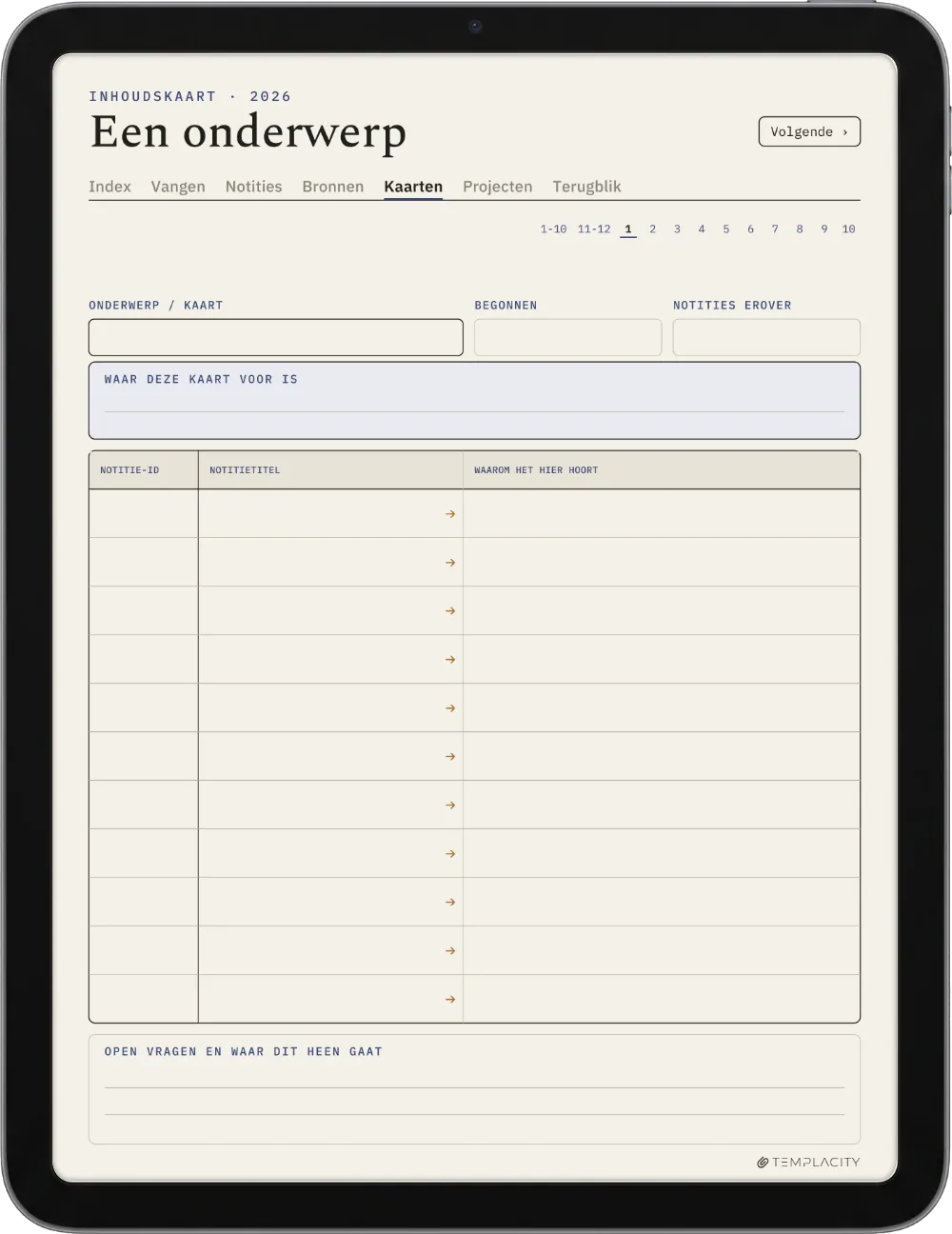 The Planner · Zettelkasten iPad pagina 3