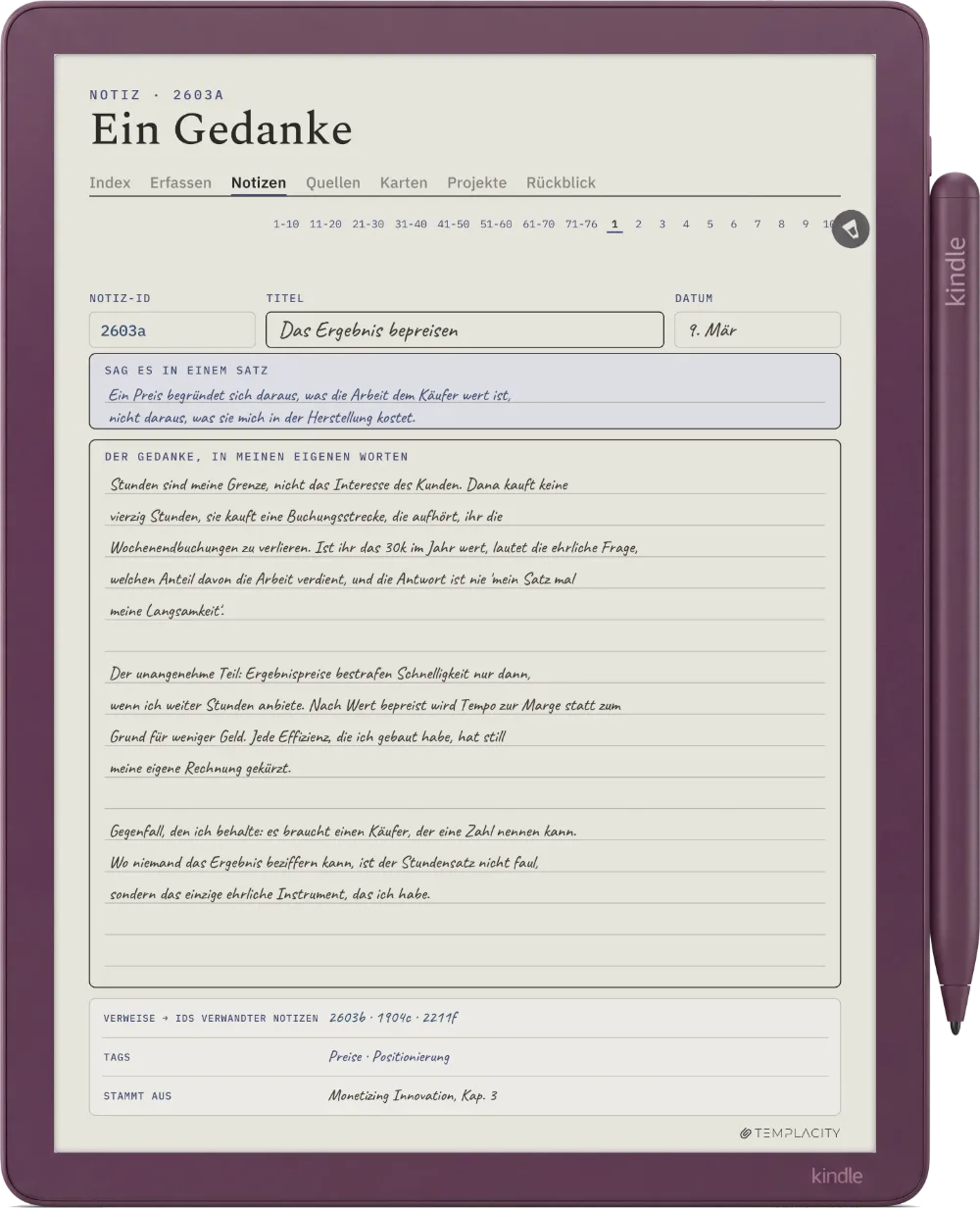 The Planner auf dem Kindle Scribe Colorsoft