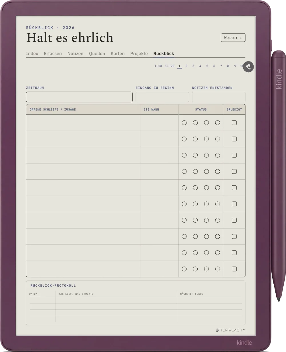 The Planner · Zettelkasten Kindle Scribe Colorsoft Seite 5