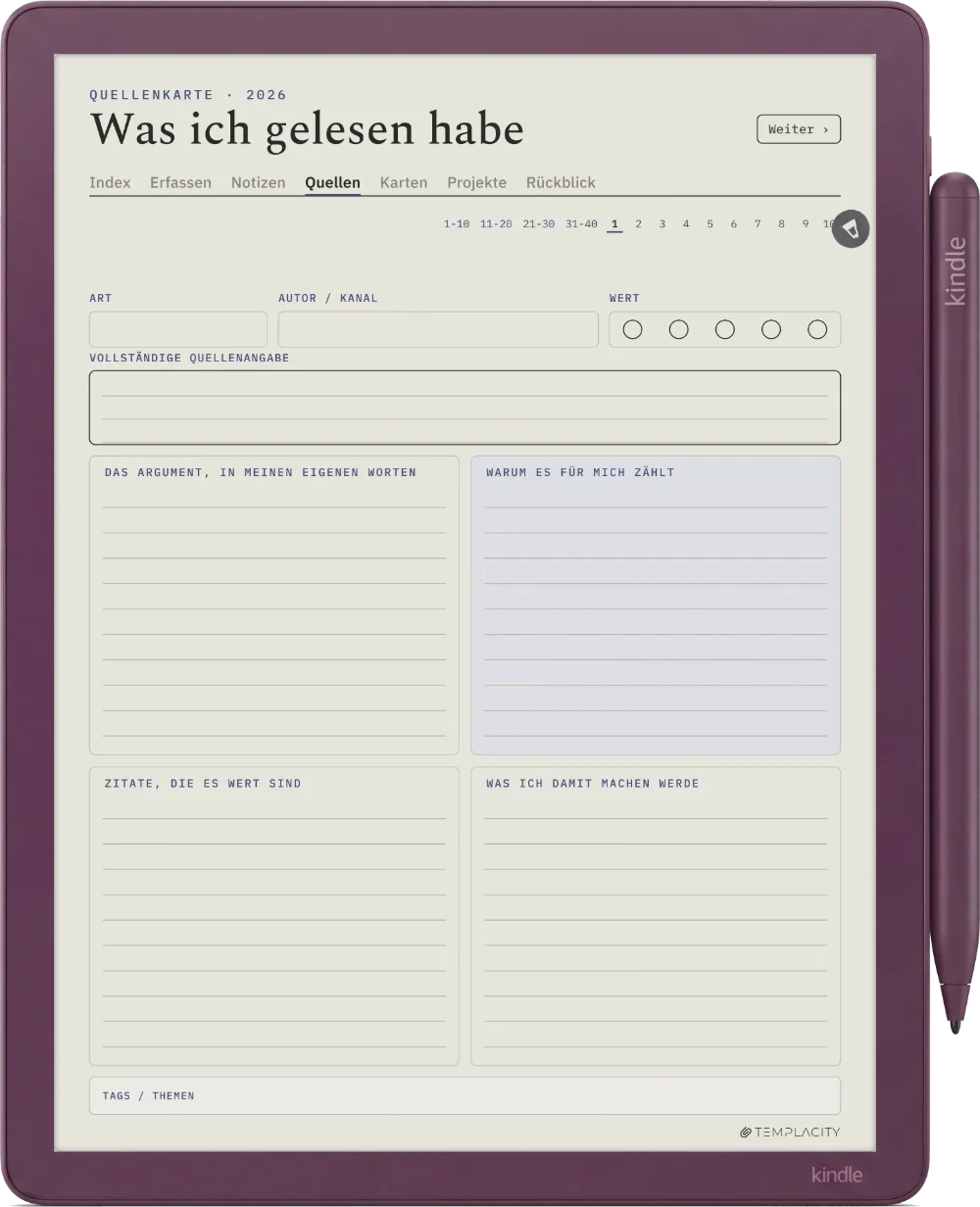 The Planner · Zettelkasten Kindle Scribe Colorsoft Seite 2