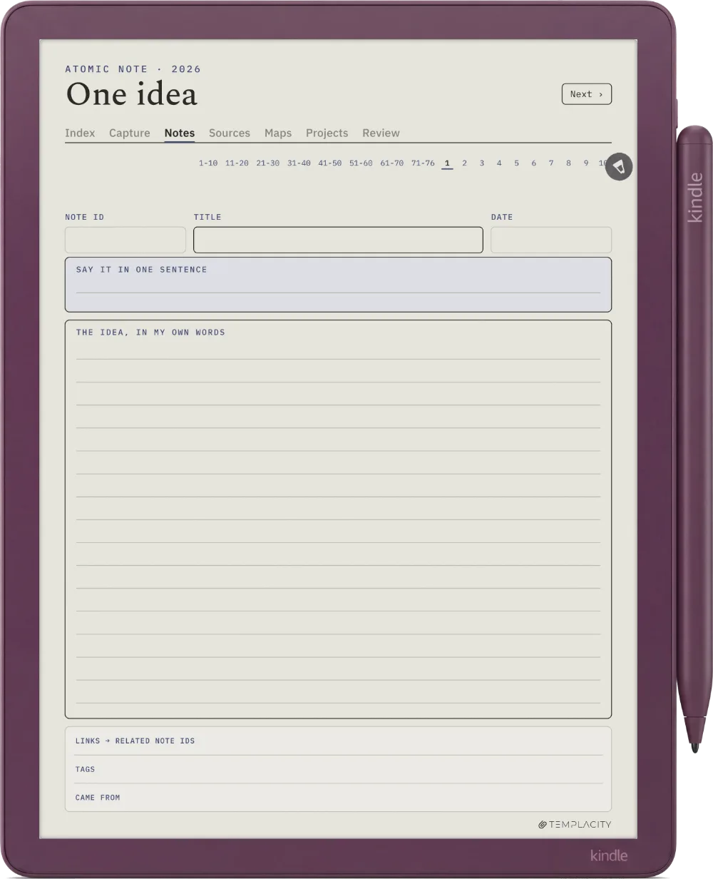 The Planner · Zettelkasten Kindle Scribe Colorsoft page 1