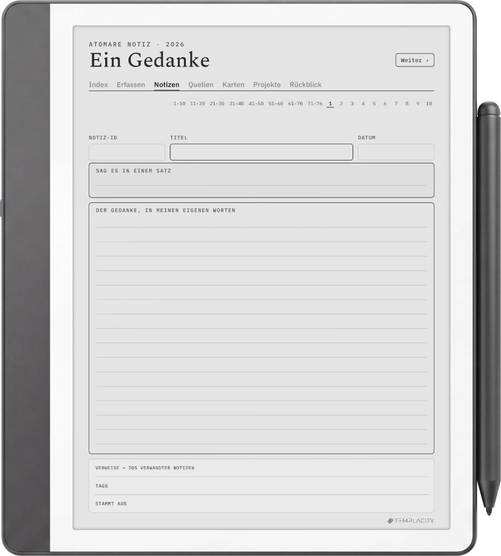 The Planner · Zettelkasten Kindle Scribe Seite 1