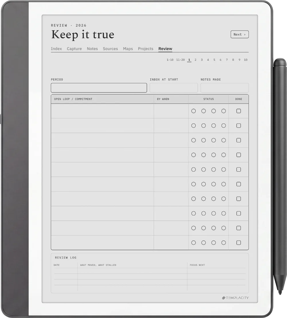 The Planner · Zettelkasten Kindle Scribe page 5