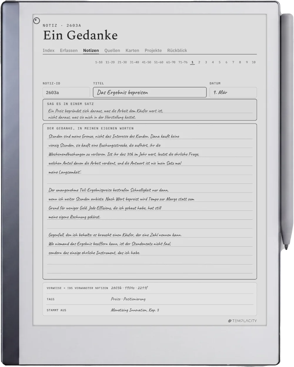 The Planner auf dem reMarkable 2