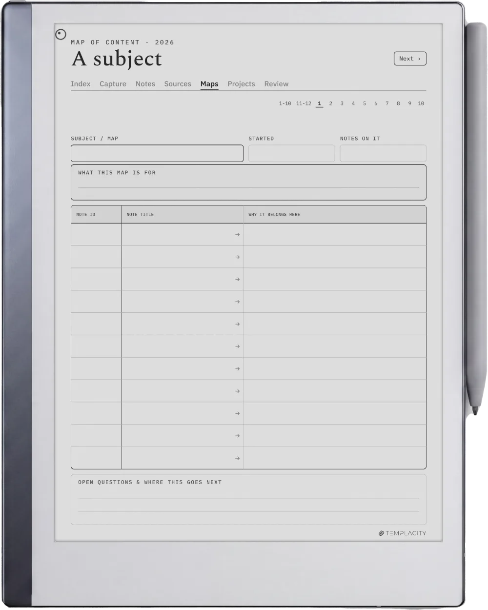 The Planner · Zettelkasten reMarkable 2 page 3