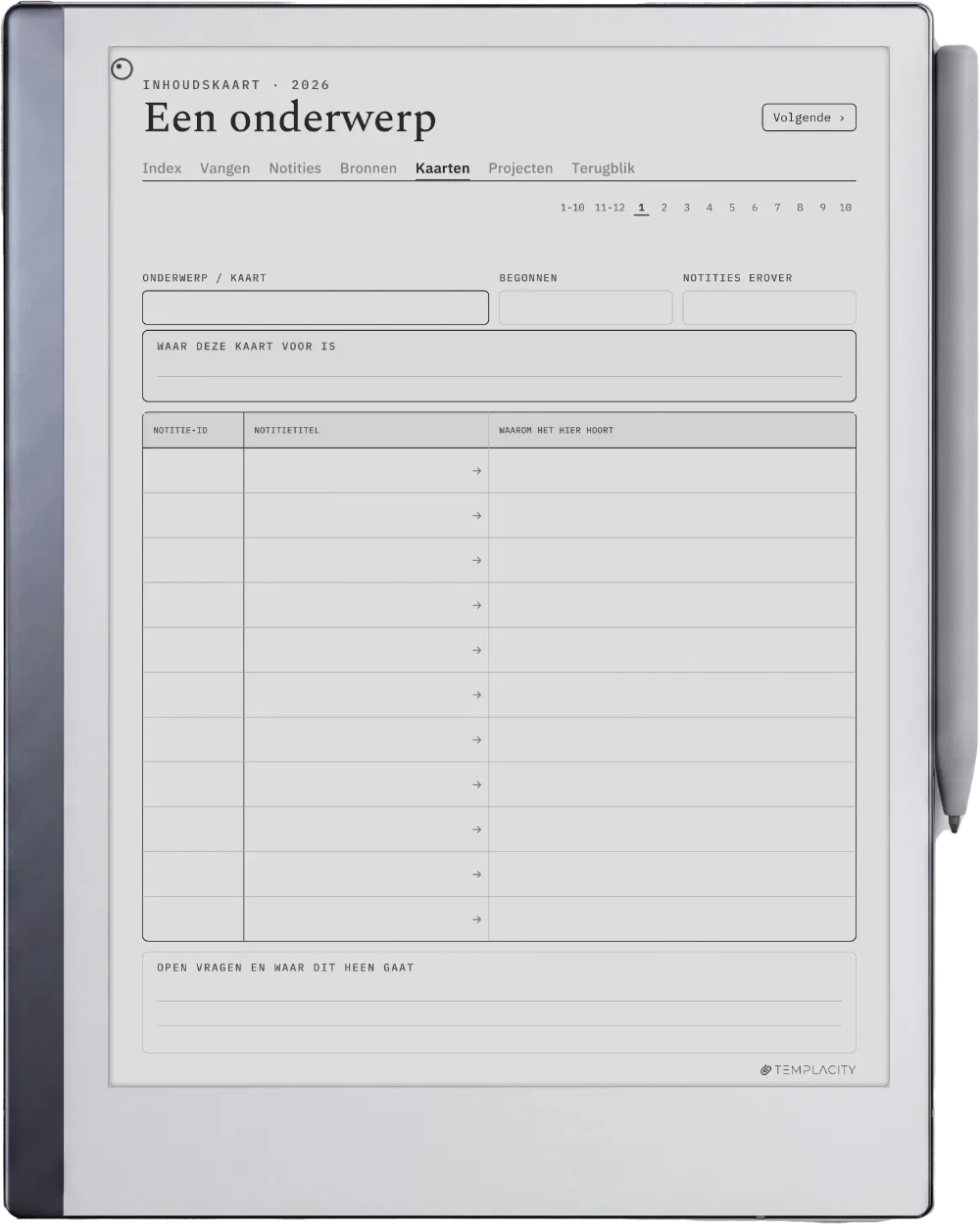 The Planner · Zettelkasten reMarkable 2 pagina 3