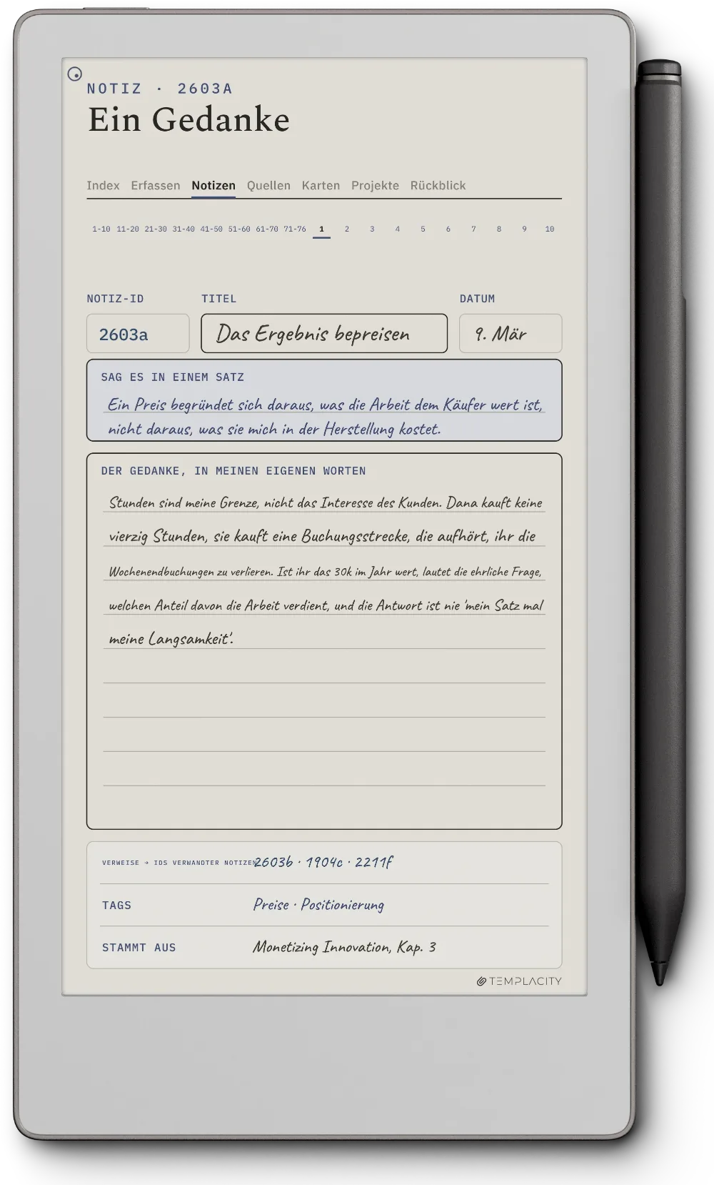The Planner auf dem reMarkable Paper Pro Move