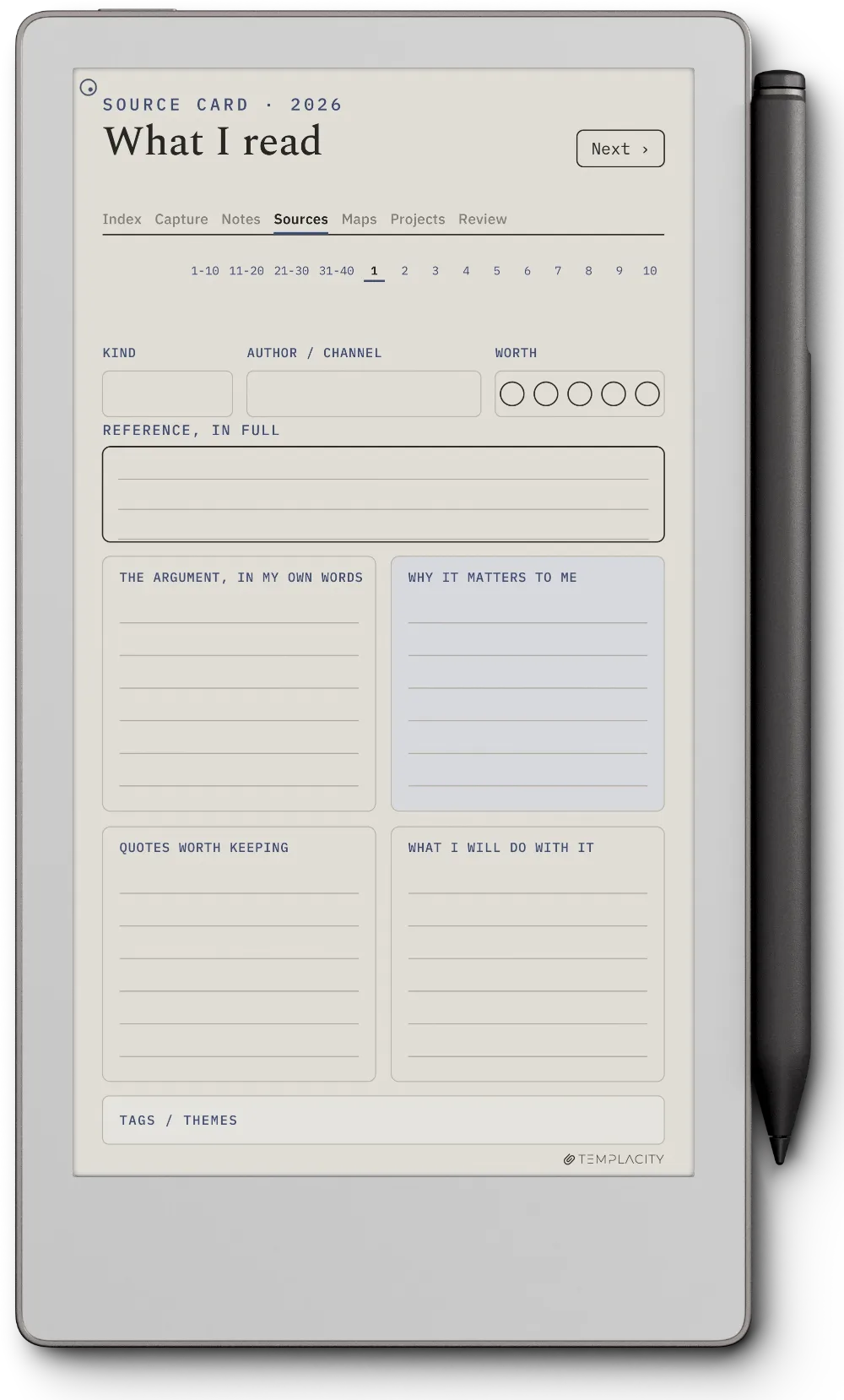 The Planner · Zettelkasten reMarkable Paper Pro Move page 2