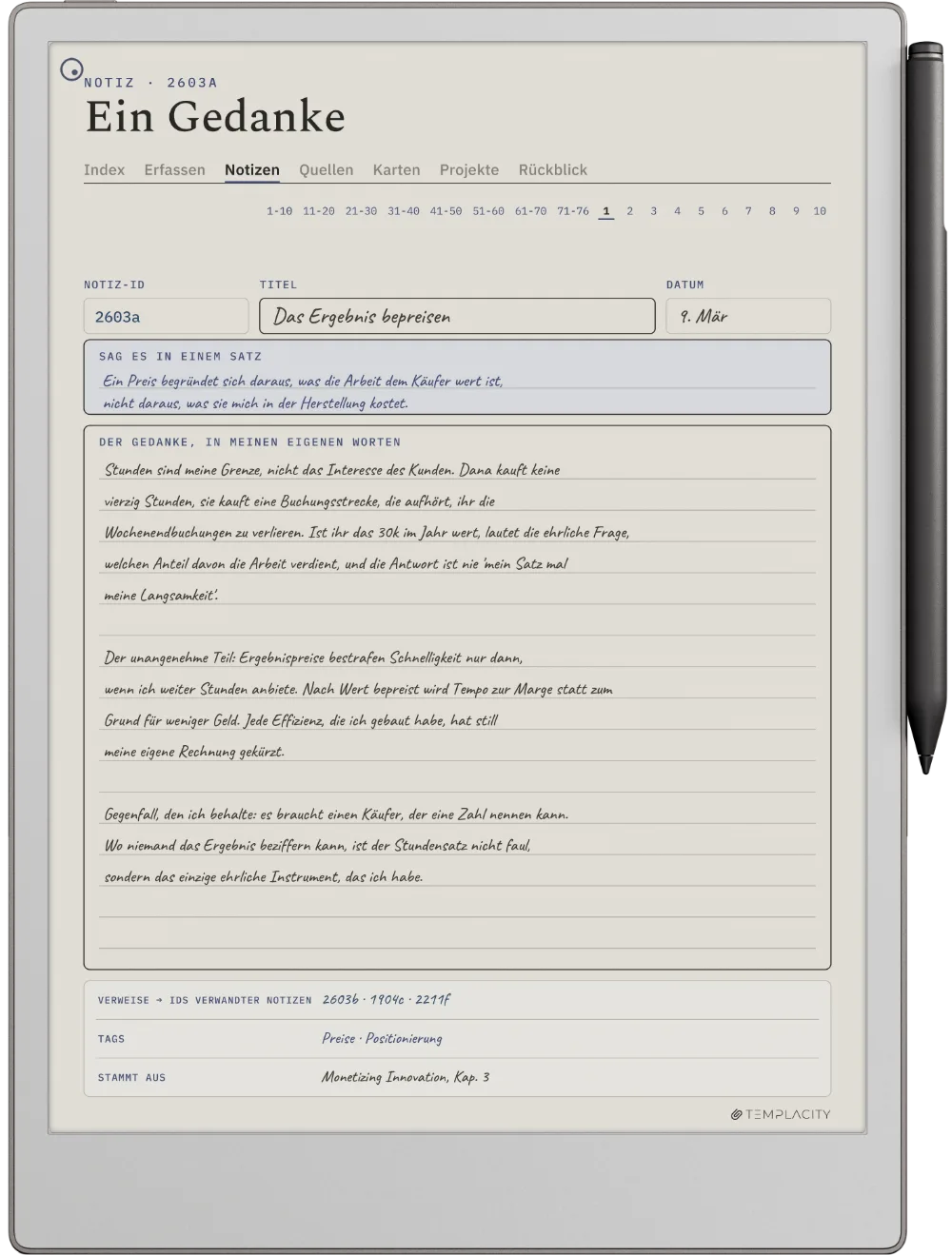 The Planner auf dem reMarkable Paper Pro