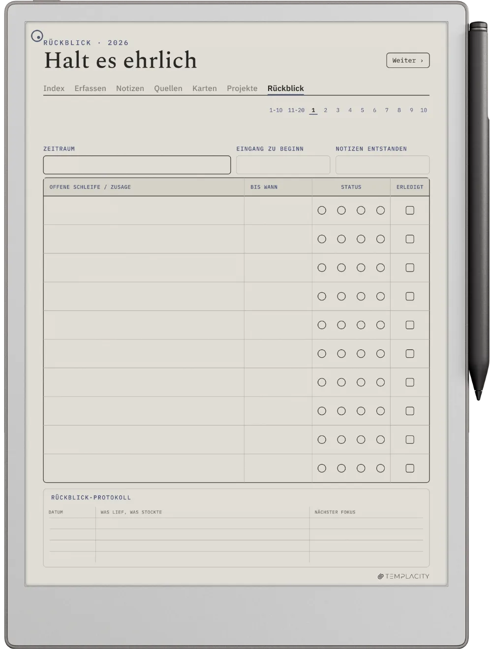 The Planner · Zettelkasten reMarkable Paper Pro Seite 5
