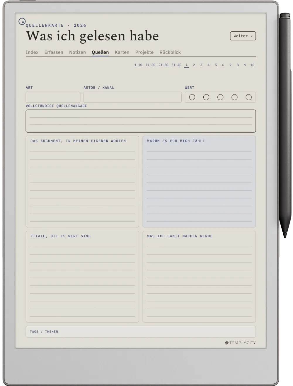 The Planner · Zettelkasten reMarkable Paper Pro Seite 2