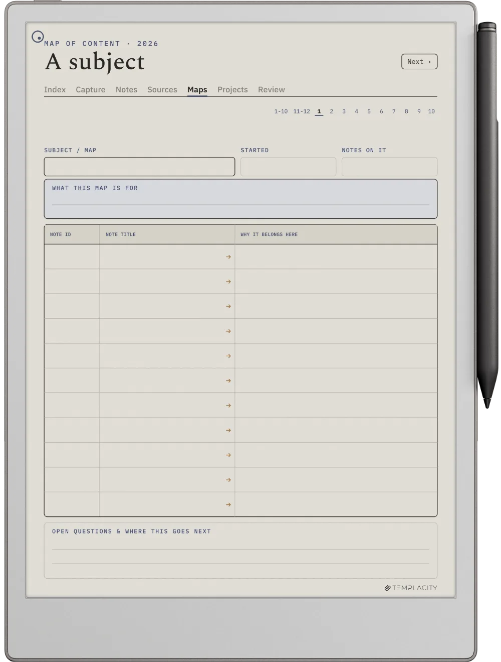 The Planner · Zettelkasten reMarkable Paper Pro page 3