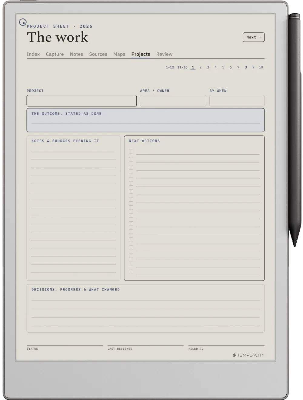 The Planner · Zettelkasten reMarkable Paper Pro page 4