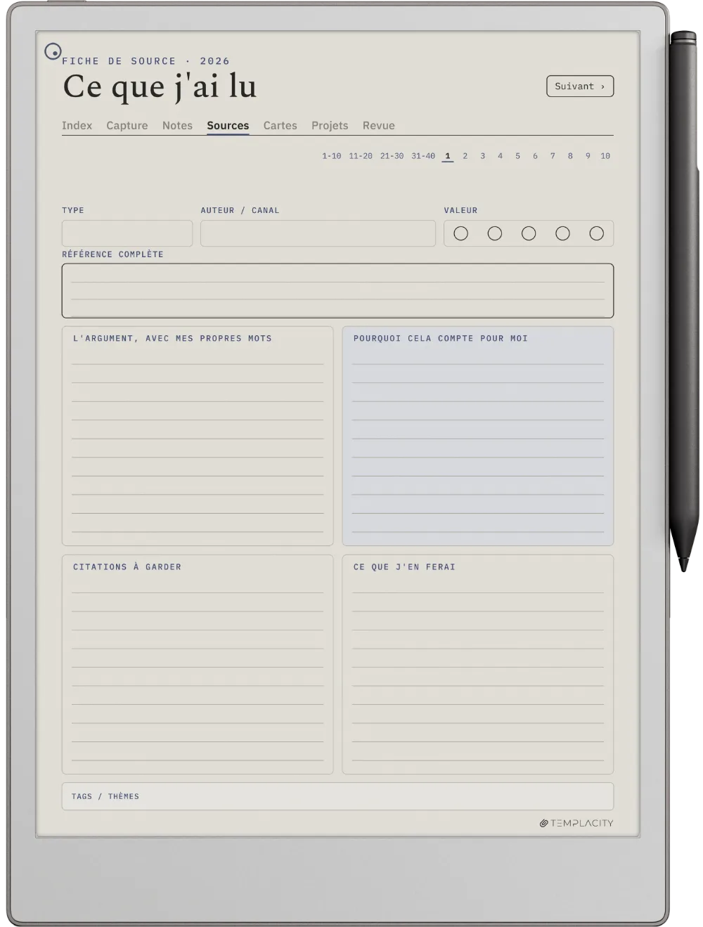 The Planner · Zettelkasten reMarkable Paper Pro page 2