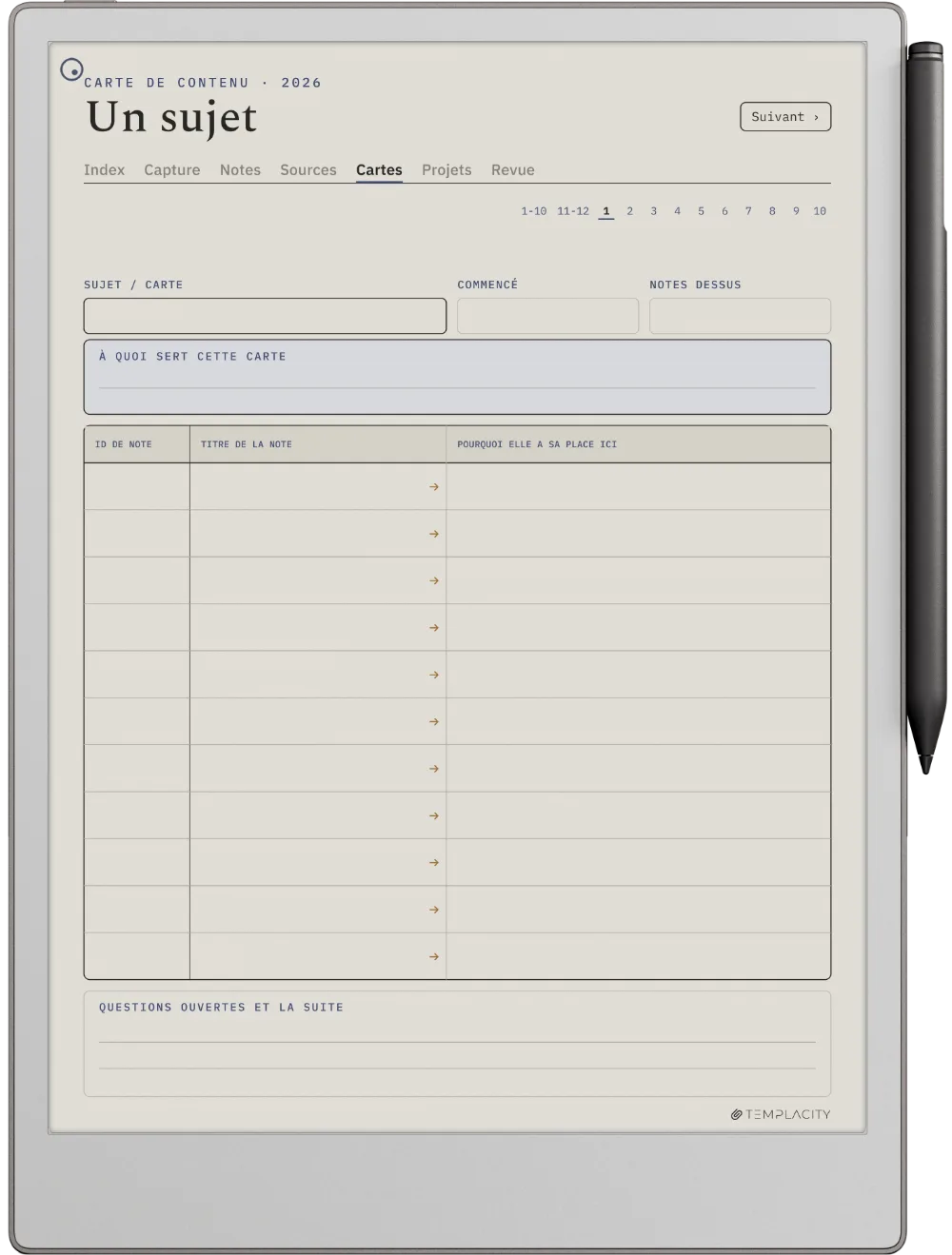 The Planner · Zettelkasten reMarkable Paper Pro page 3