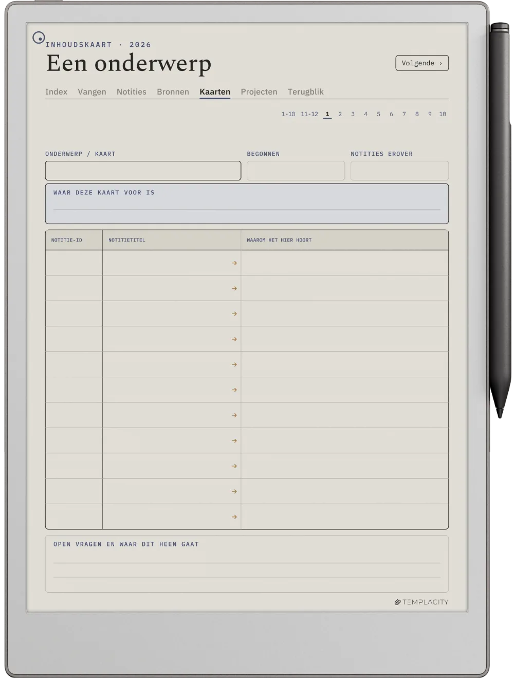 The Planner · Zettelkasten reMarkable Paper Pro pagina 3
