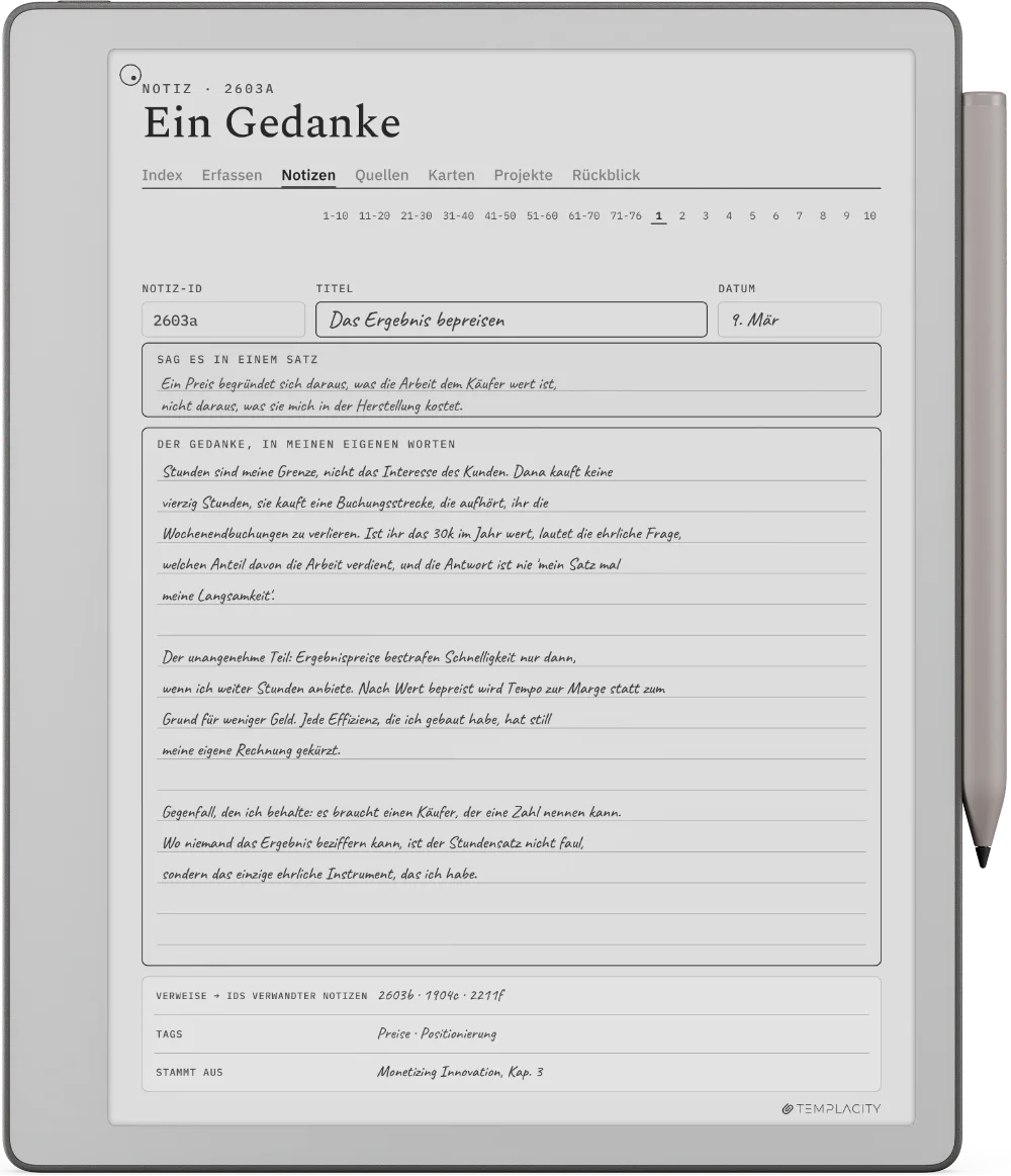 The Planner auf dem reMarkable Paper Pure