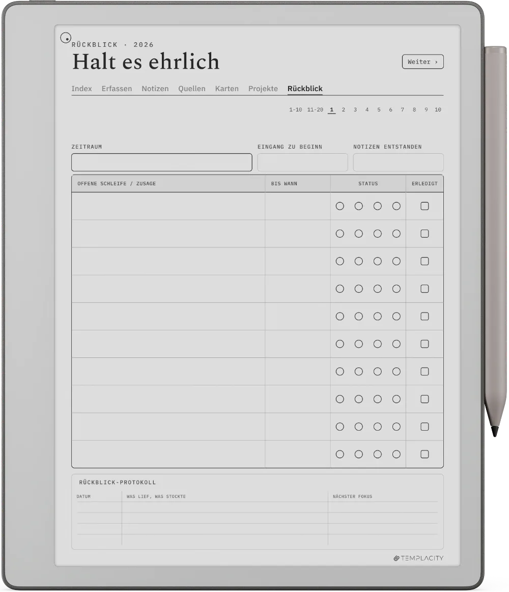 The Planner · Zettelkasten reMarkable Paper Pure Seite 5