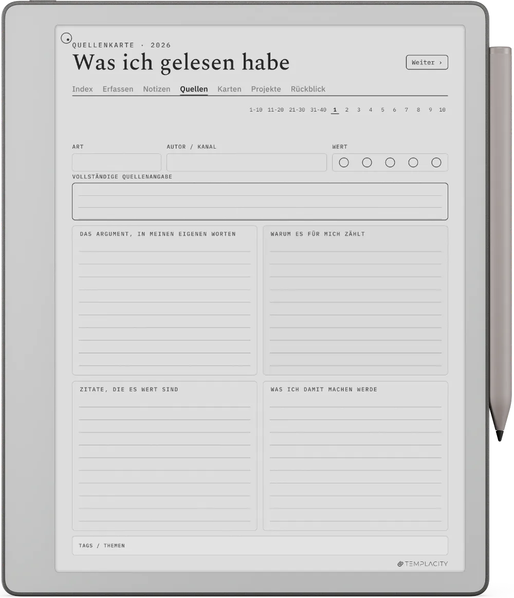 The Planner · Zettelkasten reMarkable Paper Pure Seite 2