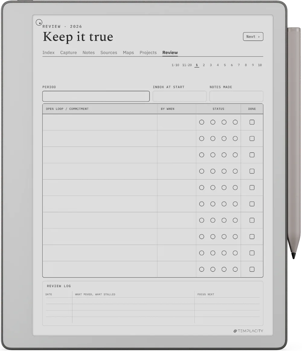 The Planner · Zettelkasten reMarkable Paper Pure page 5