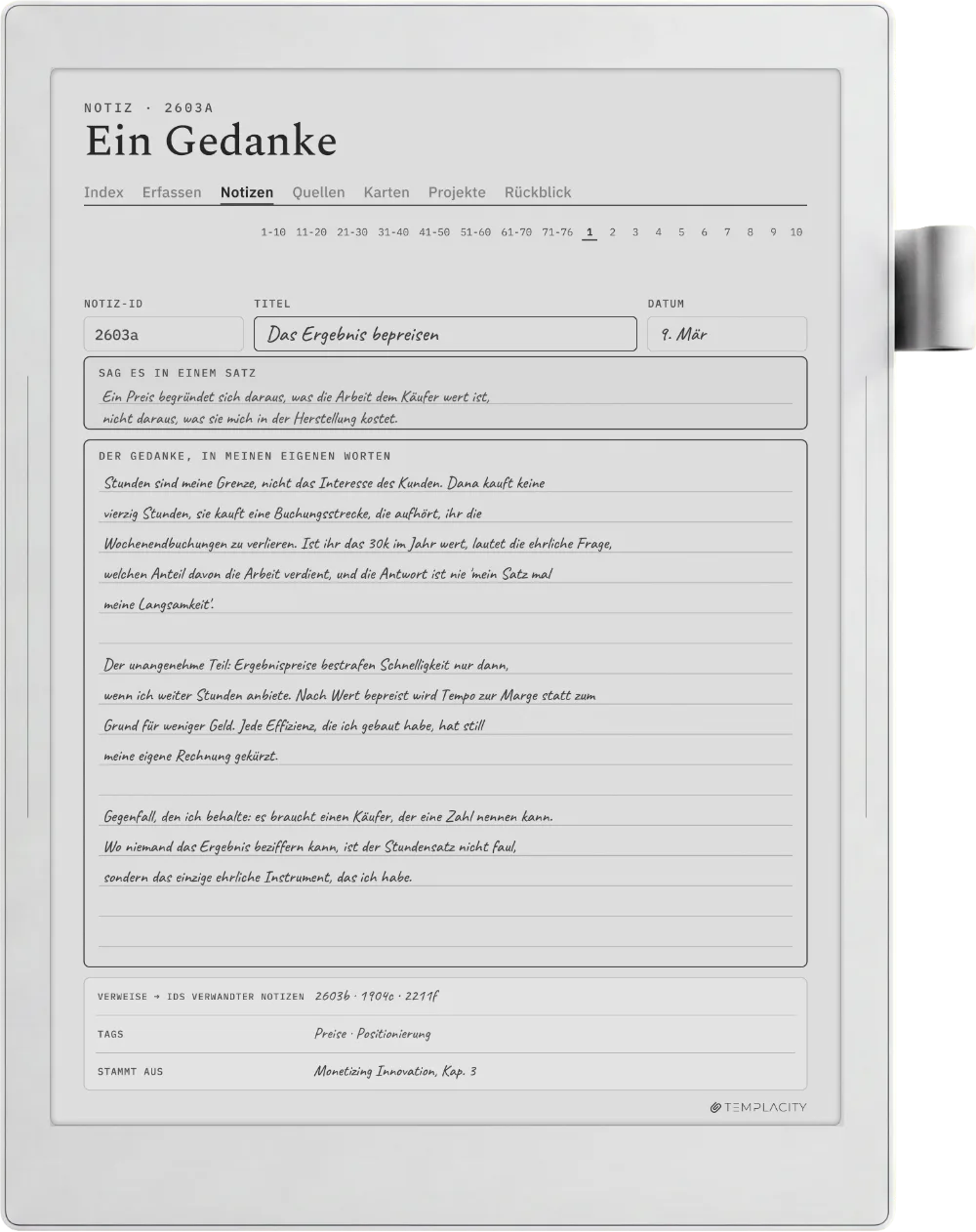 The Planner auf dem Supernote Manta